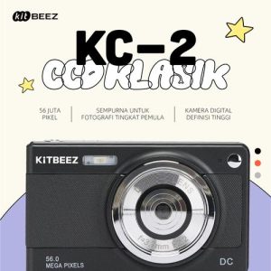 【KiTBEEZ KC-2】Kamera CCD 56MP untuk Pelajar, Kamera Digital Vintage dengan Autofokus, Layar Ultra HD 2.8 Inci, 56 Mega Piksel - Hitam, Kamera Tanpa Aksesoris