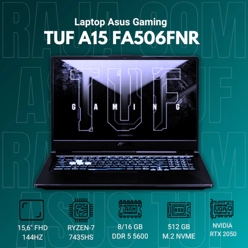 ASUS TUF A15 FA506NFR RYZEN 7 7435HS - RTX2050 4GB RAM 16GB 512GB SSD 15.6FHD 144HZ